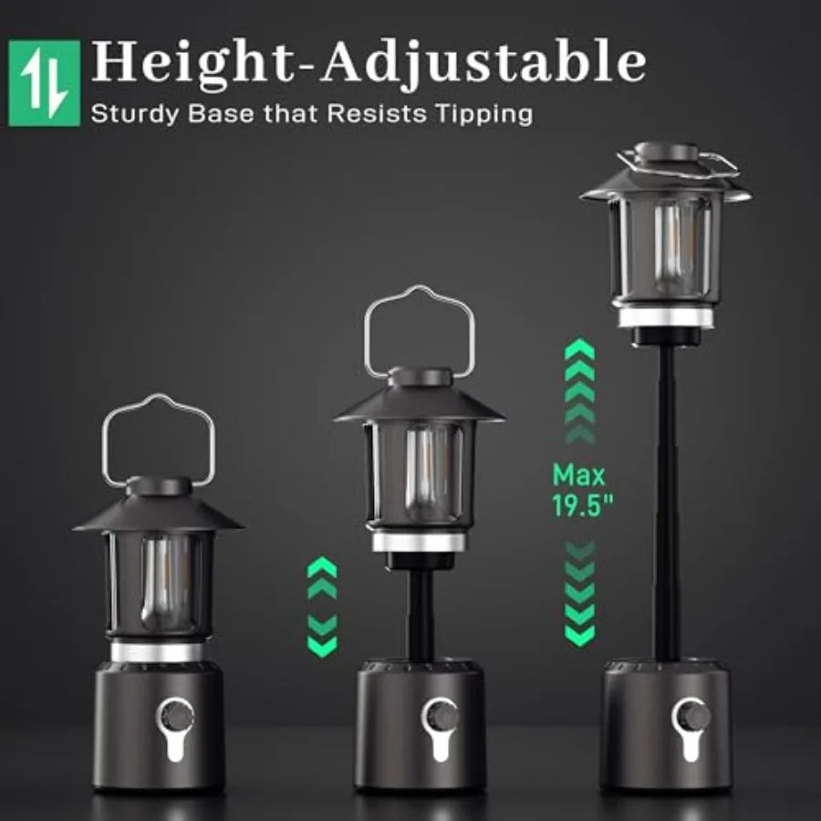 Camping Lantern Rechargeable Telescopic 8000mAh Retro Waterproof Camping Light Electric Lanterns for Power Outages Vintage Hurr
