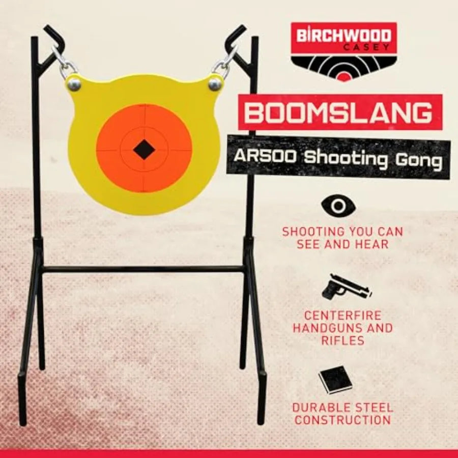 World of Targets Boomslang AR500 Steel Durable 0.5" Thick 9.5" Diameter Shooting Gong Target with Stand & Hanging Hardware