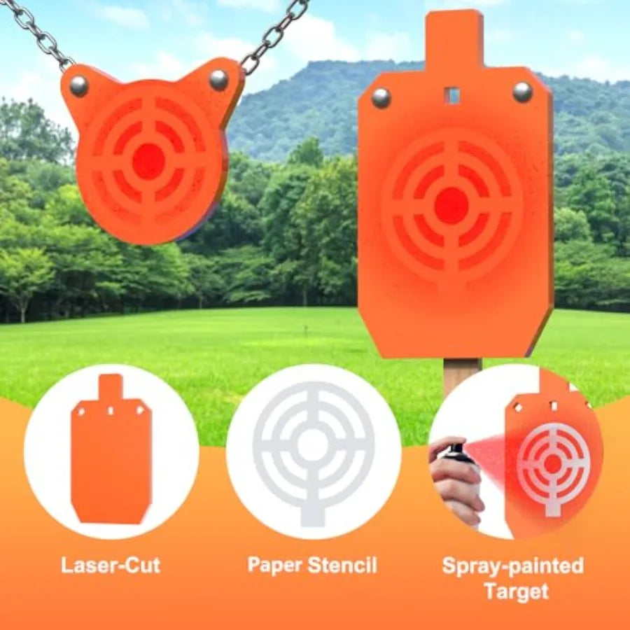 AR500 Steel Targets for Shooting 1 2'' or 3 8'' Thick Silhouette Gong Combo Metal Targets for Shooting Laser Cut Steel Target w