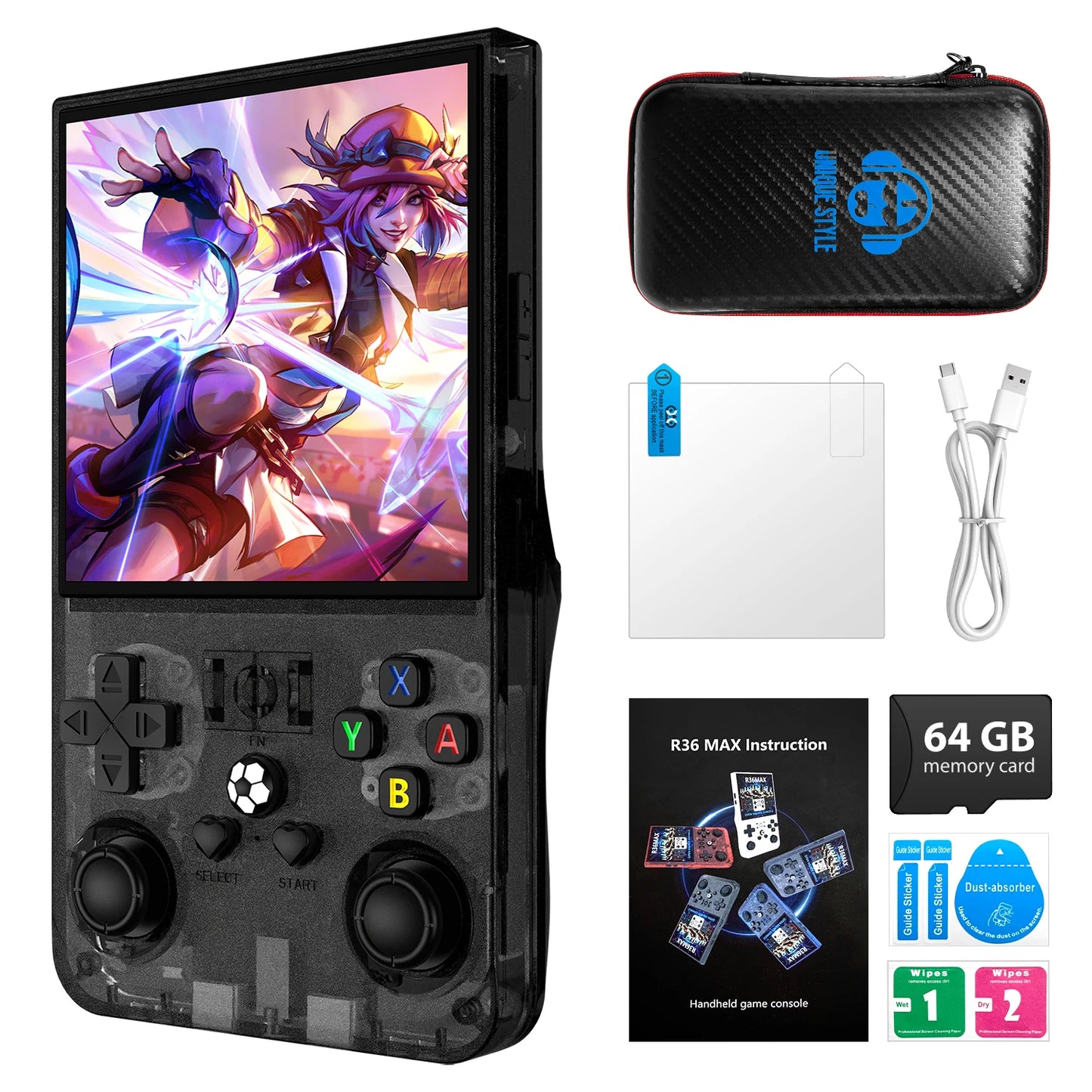 AISLPC R36MAX Handheld Game Console 4.0 Inch 64/128GB RK3326 Chip Retro Portable Video Game Player Open Source Pocket Console