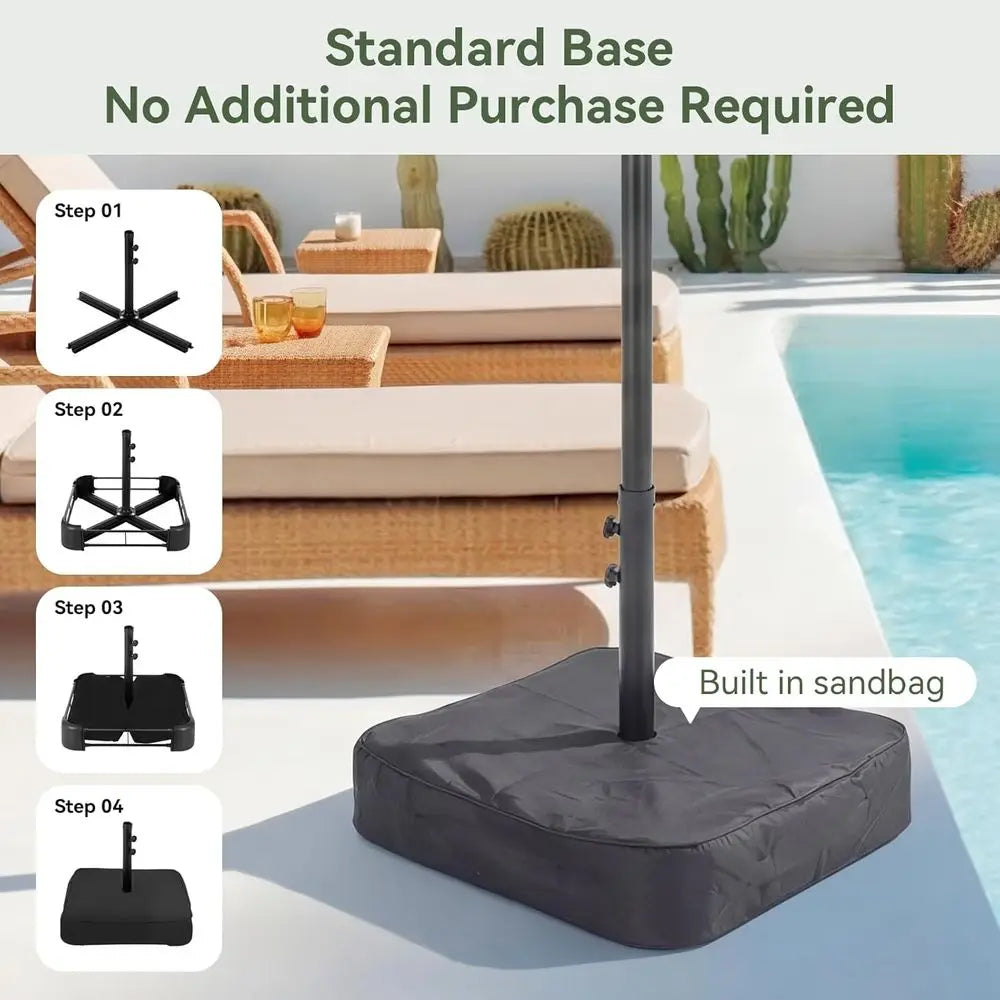 Aoxun 15t Patio Umbrella with Base Included, Outdoor Double-Sided Recular Umbrella with Crank Handle & Ventilation, Large Standi
