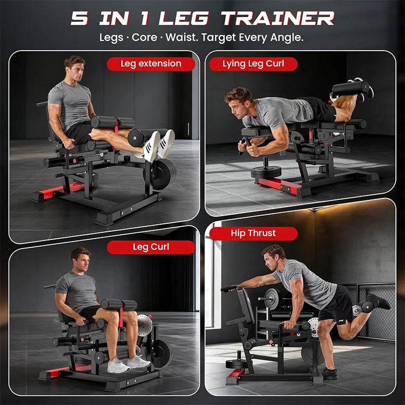 Pooboo Leg Extension and Curl Machine, 1000LB Adjustable Home Gym Leg Trainer | 4 in 1 Leg Trainer with Quick Pull-Pin Adjustments, 1000LB Capacity and Support for 1' and 2' Weight Plates