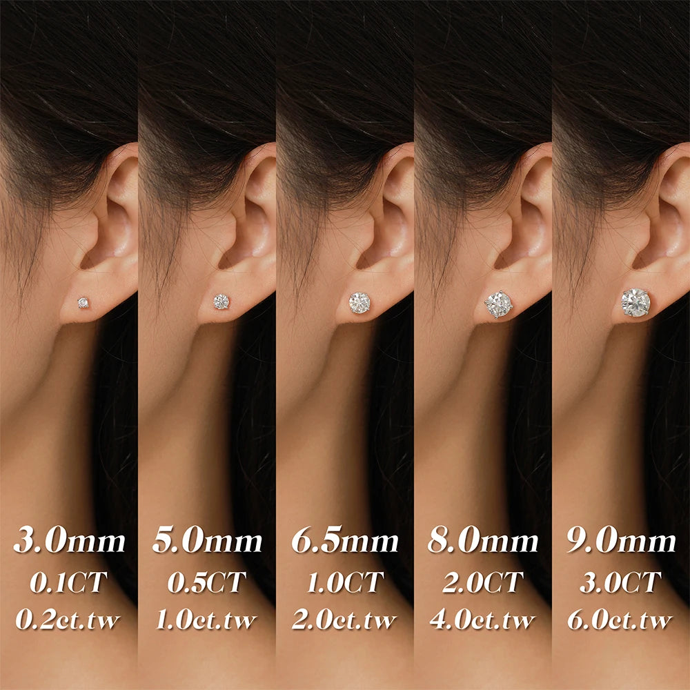 ATTAGEMS S925 Sterling Silver D VVS1 Moissanite Four Claw Earrings For Women Man Sparkling Wedding Jewelry Trendy Stud Earrings