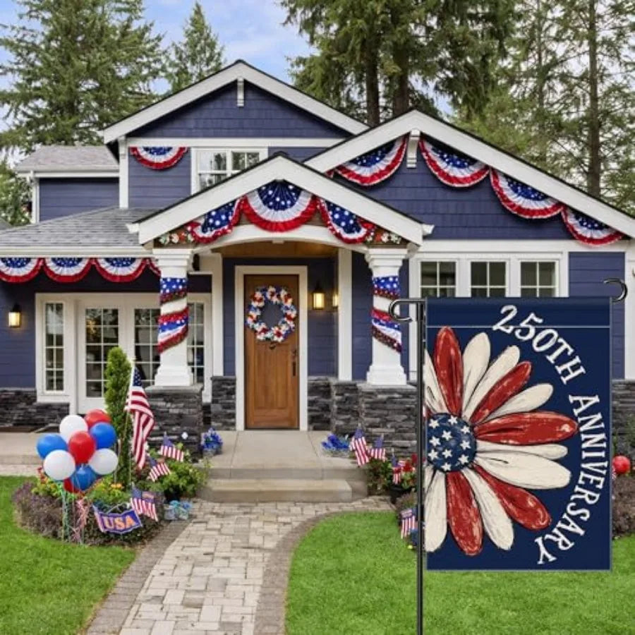 250th Anniversary America Garden Flag, 250 Anniversary USA Flag Patriotic Banner 250 Years of Freedom Yard Sign 4th of July Dou