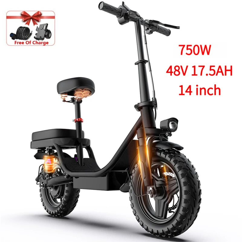 UL2849 Certified Compact 750W 14 Inch Electric Bike,Adjustable Front Brake Seat,45° Climbing City Commuter Ebike Local Shipping