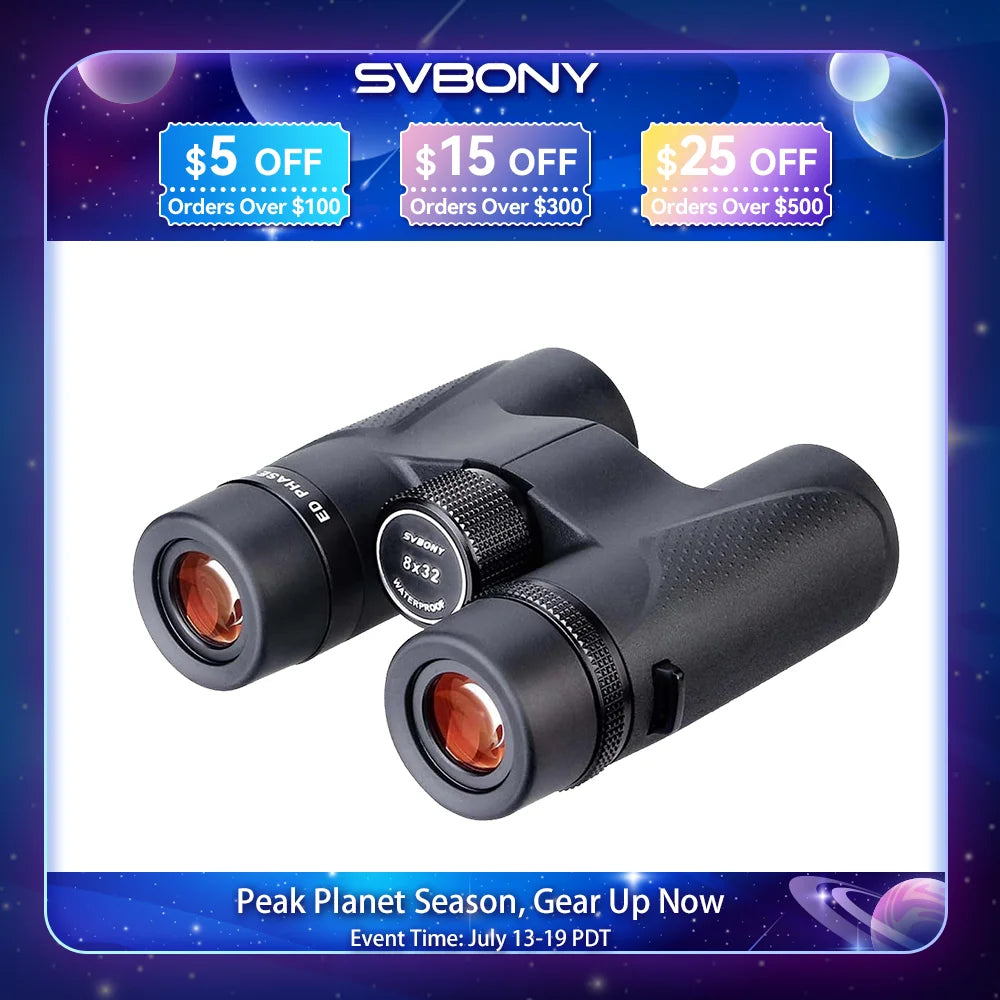 Svbony SV202 8X32/8x42/10x42/10X50 ED Binoculars IPX7 Magnesium Alloy Body Long Range Binoculars BAK4 for Bird Watching Camping