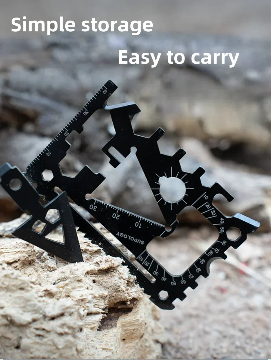 18-in-1 Credit Card Survival Tool | Ultra-Thin Multi-Function Outdoor Gear | Camping Essential with Knife/Bottle Opener