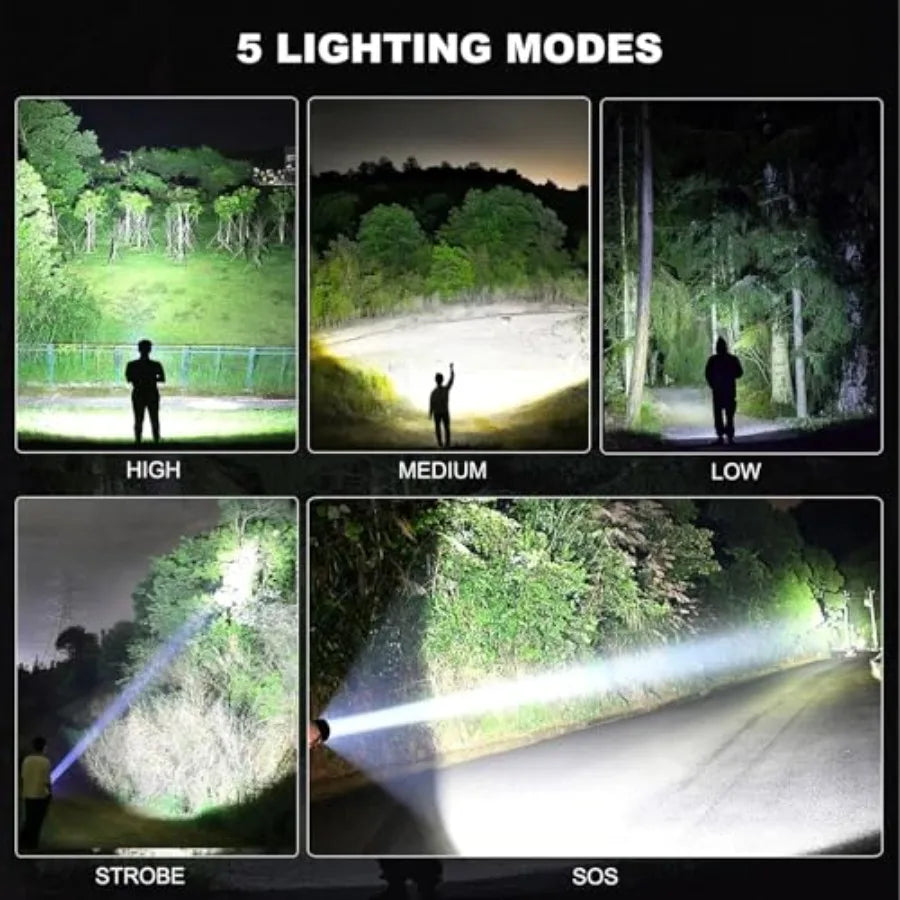 4 Pack Rechargeable LED Flashlights High Lumens, 99, 000LM Super Bright Flashlight, Adjustable Powerful Flash Light with USB Ca