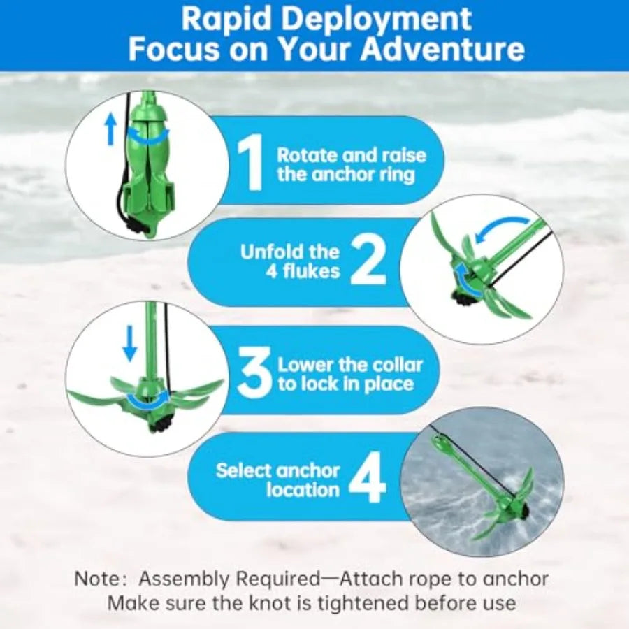 Kayak Anchor 3.5 lb Paddle Board Anchor Kit with 40 Feet Marine Rope for Kayak Canoes SUP Fishing and Paddleboard Accessories