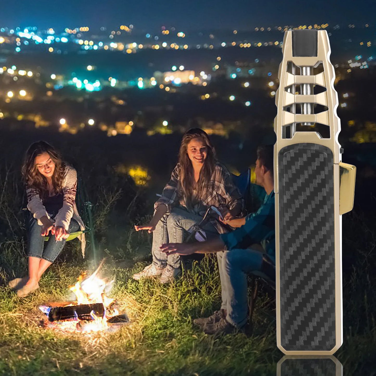 Metal Outdoor Windproof Butane Gas Lighter Turbine Torch Blue Flame Strong Fire Pistol Kitchen BBQ Baking Camping Tools