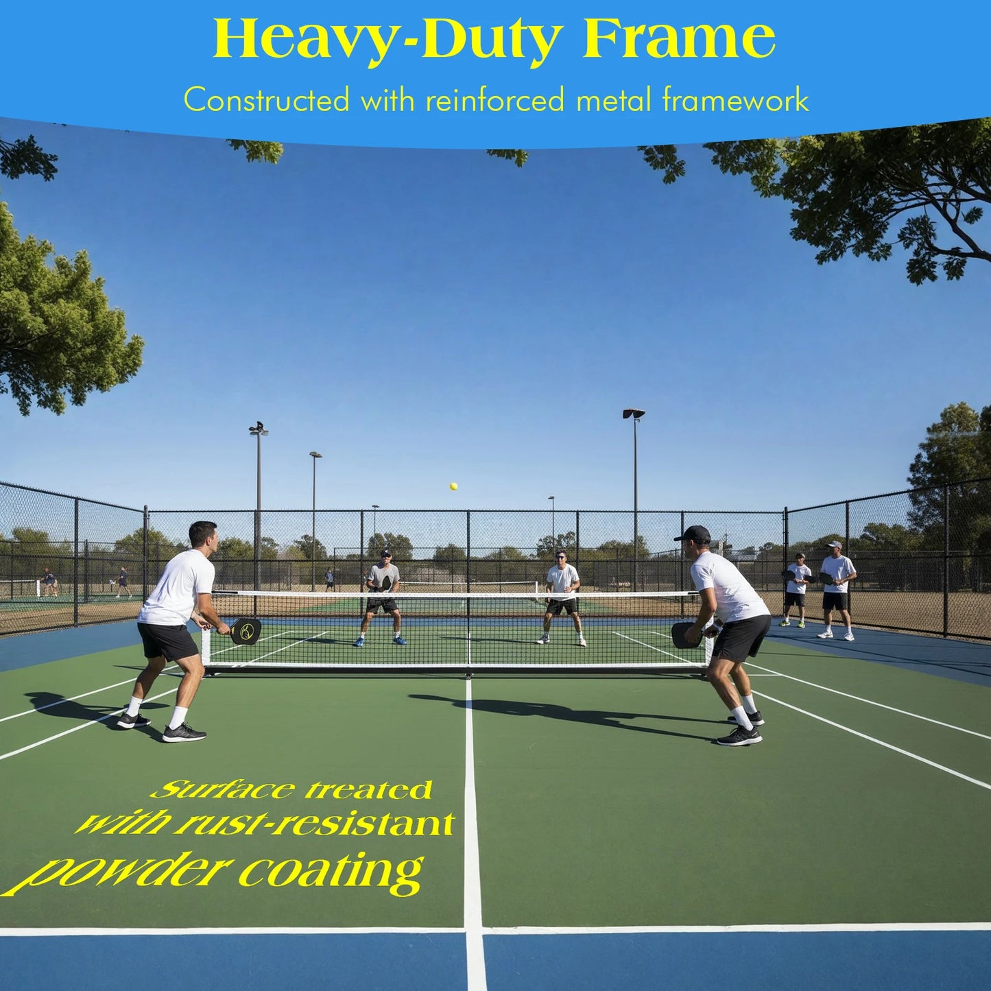 Professional Pickle Ball Game Net Stand with Wheels Easy Setup Pickleball Net 22Ft Lightweight for Tennis Driveway Backyard