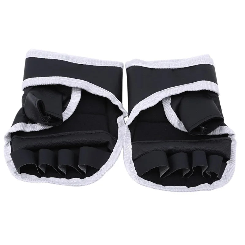 1Pair Black Half Finger Boxing Gloves PU Leather Fighting Kick Boxing Gloves Karate Muay Thai Training Workout Gloves Kids 2042