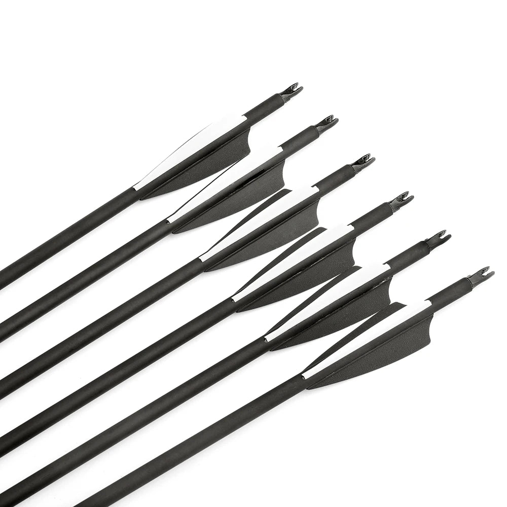 12pcs Archery Carbon Arrow SP500 Mixed Carbon 3 Inch Rubber Feather 100Grain Target Point for Compound Bow Shooting Hunting Acc