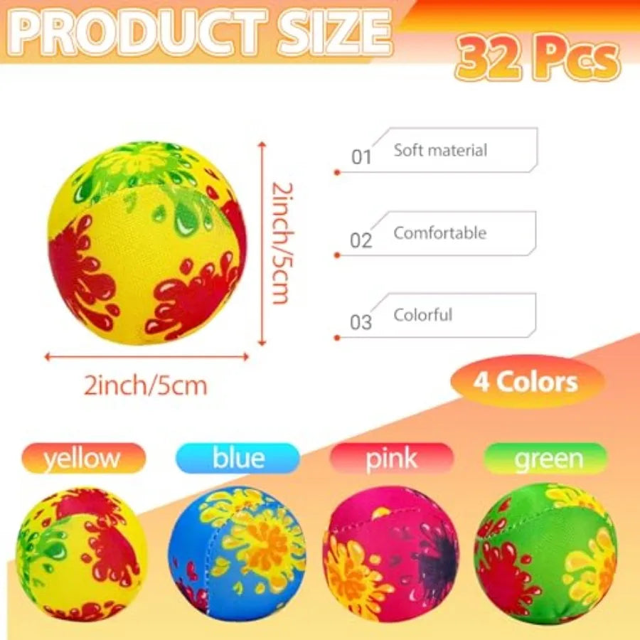 32 Pcs Water Splash Balls, Colorful High Elasticity Water Absorbent Balls, Mini Super Splashers Water Bombs for Beach, Pool, Pa