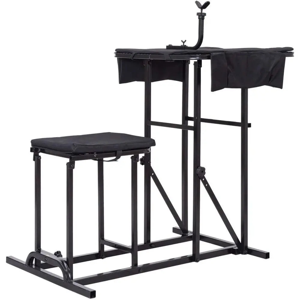 Portable Adjustable Shooting Bench with Padded Seat, Gun Rest, and Ammo Pockets for Outdoor Hunting and Shooting