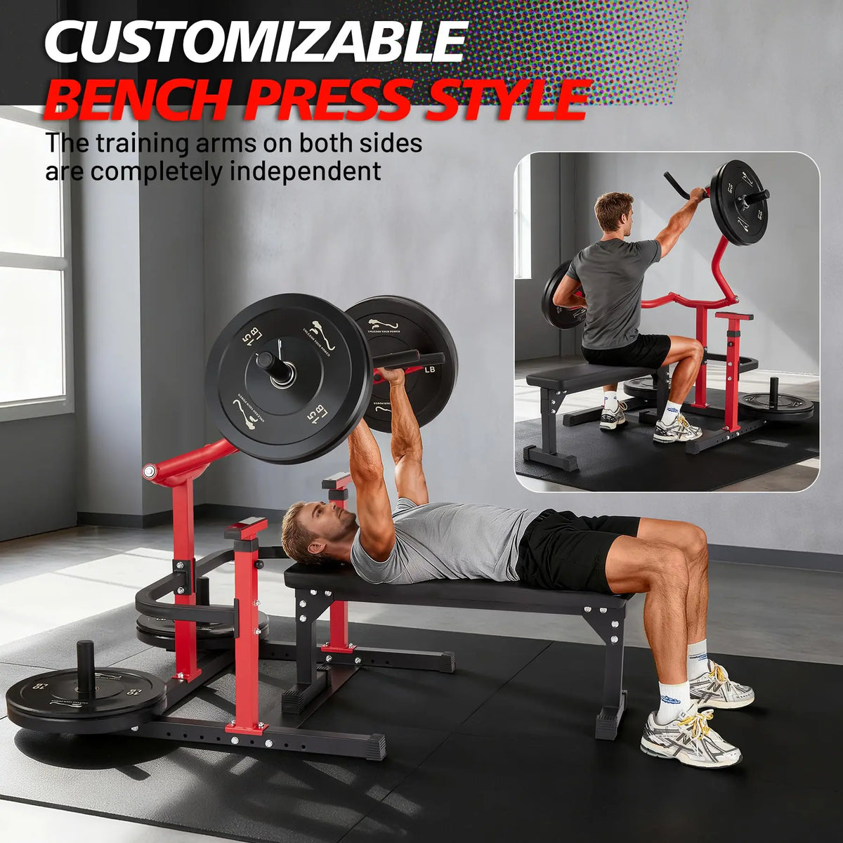 Chest Press Machine, Bench Press Machine with Independent Converging Arms, Adjustable Bench Chest Press for Home Gym Upper Body Strength Training
