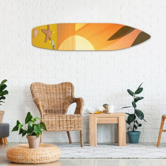6 ft Wood Surfboard Wall Art for Home Room Decor Unfinished Raw Vintage Wooden Longboard in Natural Color DIY Hanging Beach Dec