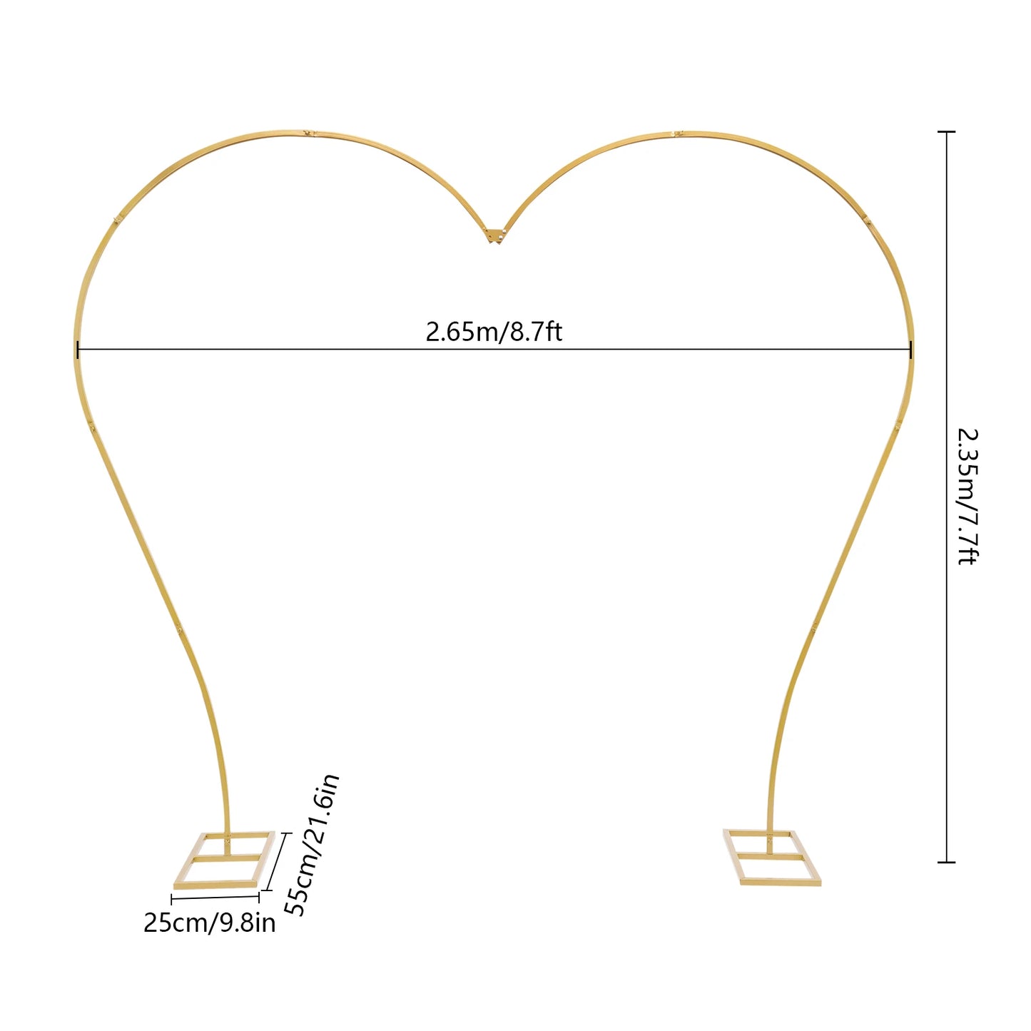 2.65x2.35m Large Balloon Arch Stand Heart Shape Wedding Arches Metal Flower Arch Backdrop Stand for Wedding Ceremony Birthday