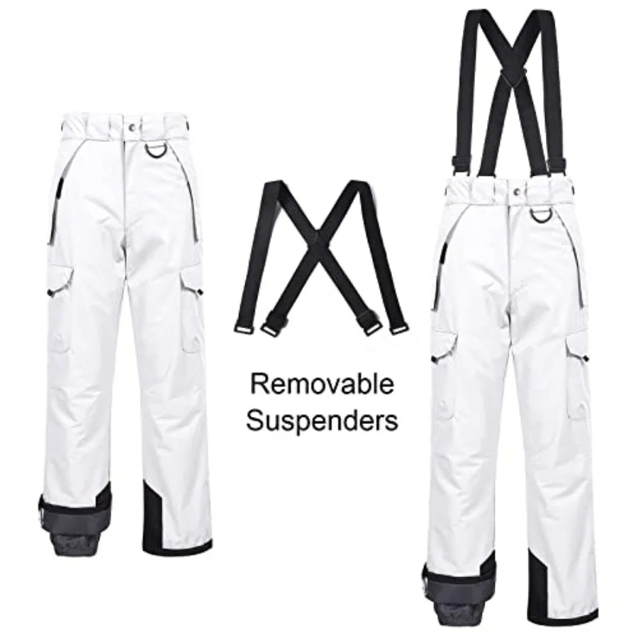 CREATMO US Men's Snow Pants Ski Bibs Waterproof Insulated Winter Snowboard Cargo