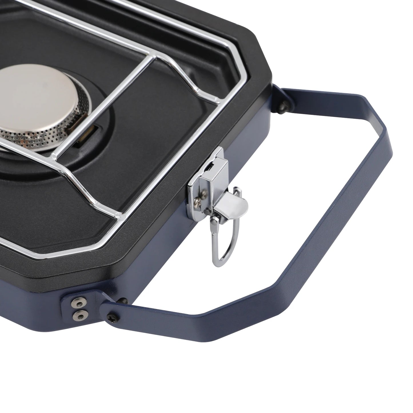 Camping Stove with Grill Pan, Non-stick Foldable Camp Stove Dark Blue, 2-Burners Portable Stove 2.3+2.3KW for Camping, BBQ