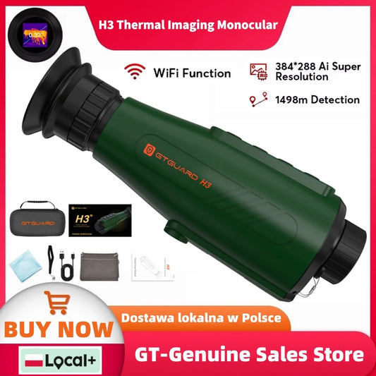 PL In Stock GTGUARD H3 Night Vision Goggles Thermal Imaging Monocular Telescope AI Super-resolution:384*288 HD Sensor Resolution