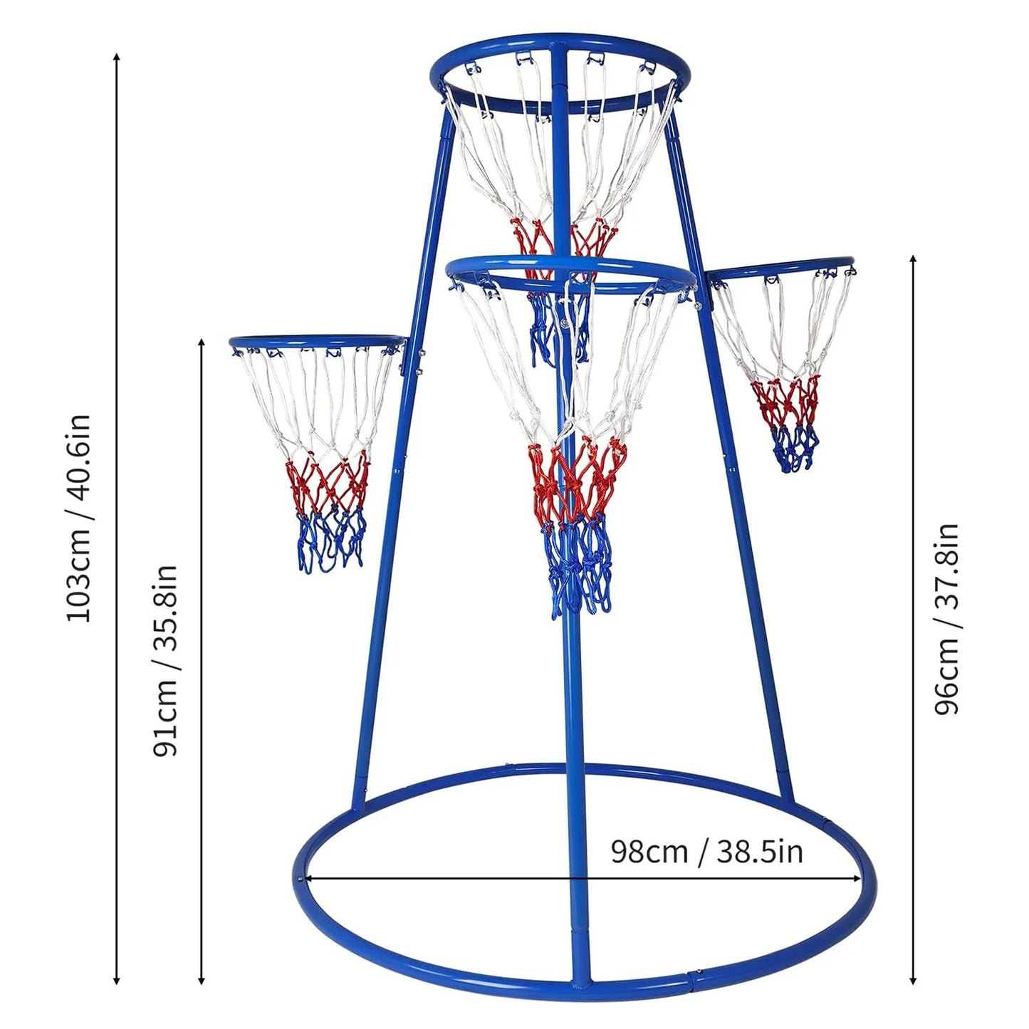 Kids Basketball Hoop Set with 4 Hoops, Basketball Game with Ball Return Net, 4 Balls & Pump Included, Fun Sports Toy for Ages 3+