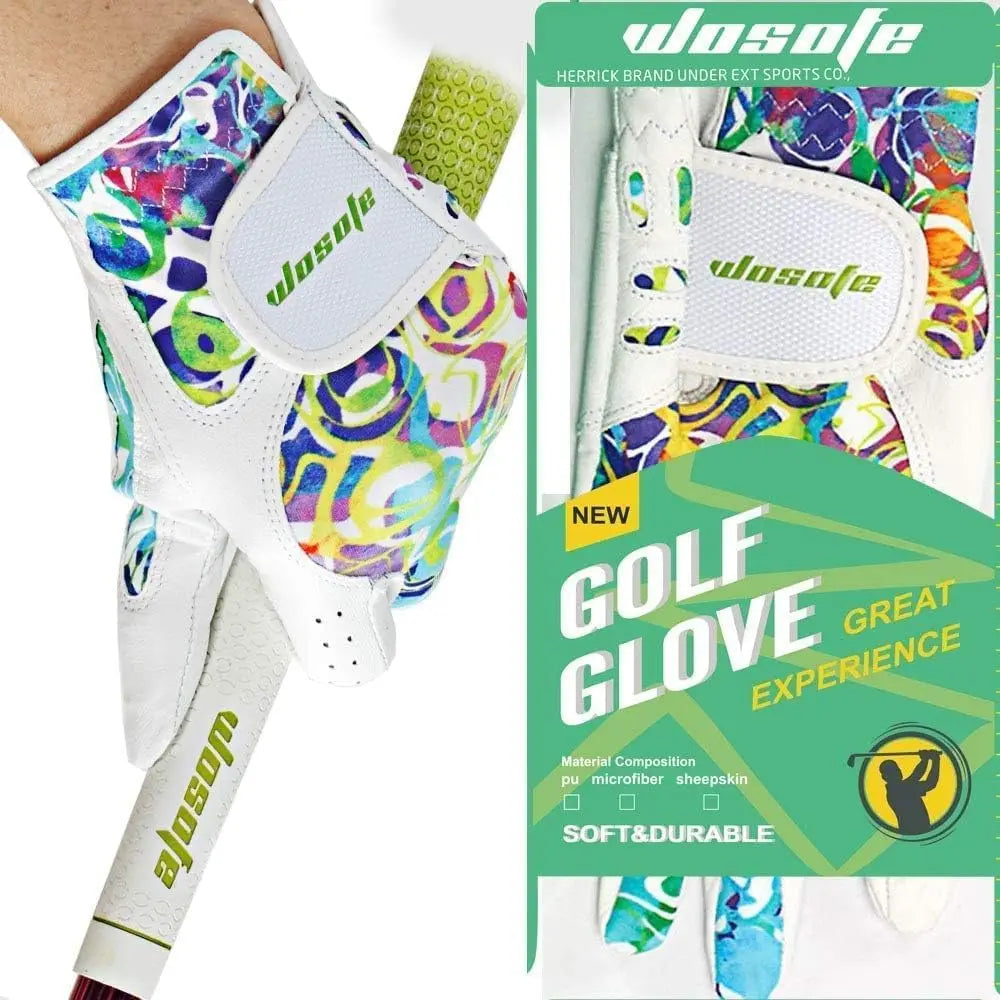 wosofe Golf Gloves for Women Ladies Soft Leather Accessories Breathable for Non Slip Gloves 1 Pair