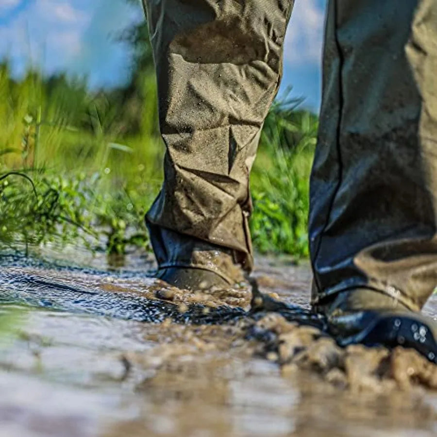 Heavy-Duty Nylon Bootfoot Hip Waterproof Fishing Wader for Fishing with Cleated Outsole Black