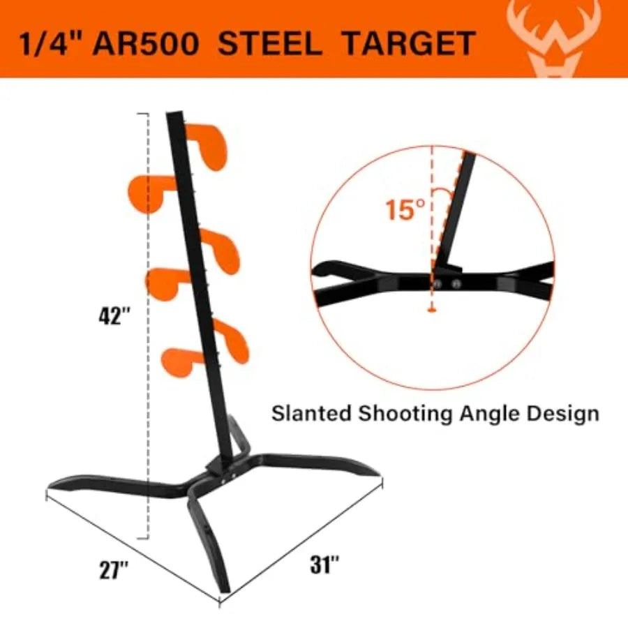AR500 Dueling Tree Target Kit with Six Steel Paddles 4 x 1 4 Reactive Shooting Targets and Adjustable Stand for Outdoor Range T