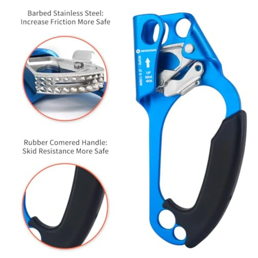 UIAA and CE Certified Hand Ascender Rock Climbing Tree Arborist Rappelling Gear Equipment Rope Clamp for 8~13MM Rope