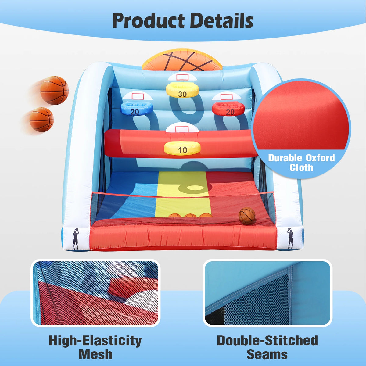 Inflatable Basketball Hoop Shot 10×10×10ft, Blow Up Inflatable Basketball Game with Balls, Air Blower, Inflatable Games for Outdoor Parties, Carnival Events, Lawn Games