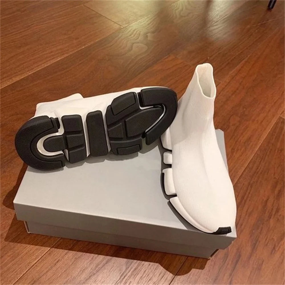 Hot Black High Top Women Socks Shoes Sneakers Breathable Couples Casual Sports Shoes Comfy Platform Sock Sneakers Men