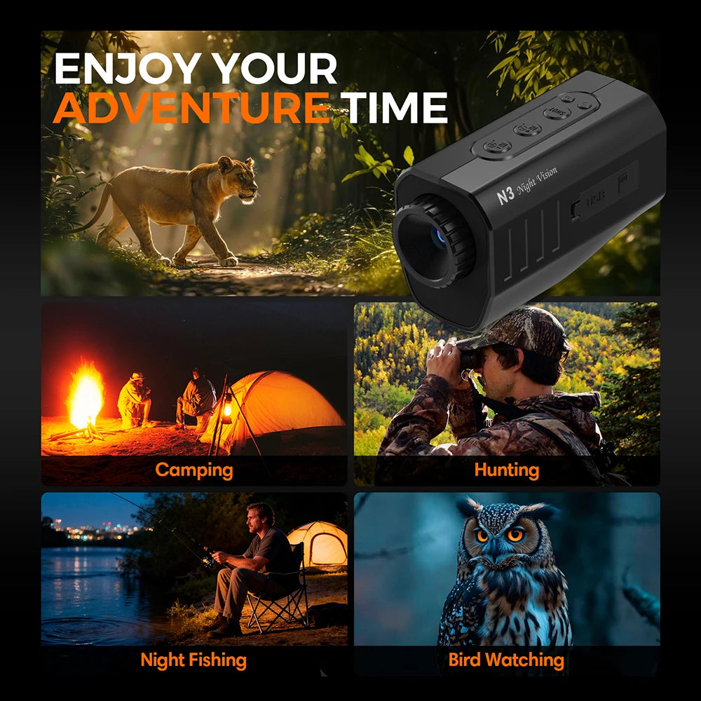 GTGUARD N3 4K Night Vision Monoculars 5X Digital Zoom 2.95” Large Screen Handheld for Outdoor Camping Field Observation for US