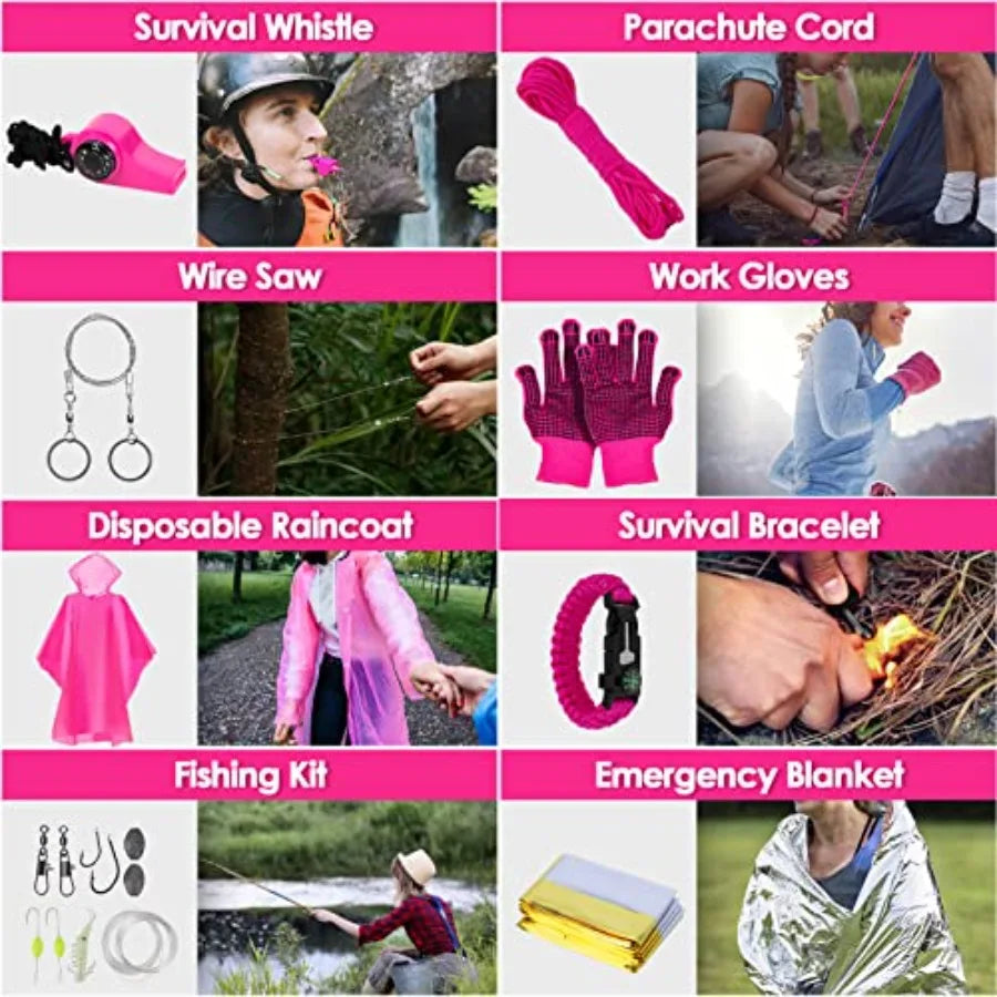 Emergency Survival Kit and First Aid Kit Self Defense Kit Safety Kit Survival Gear and Equipment with Tactical Molle Pouch and