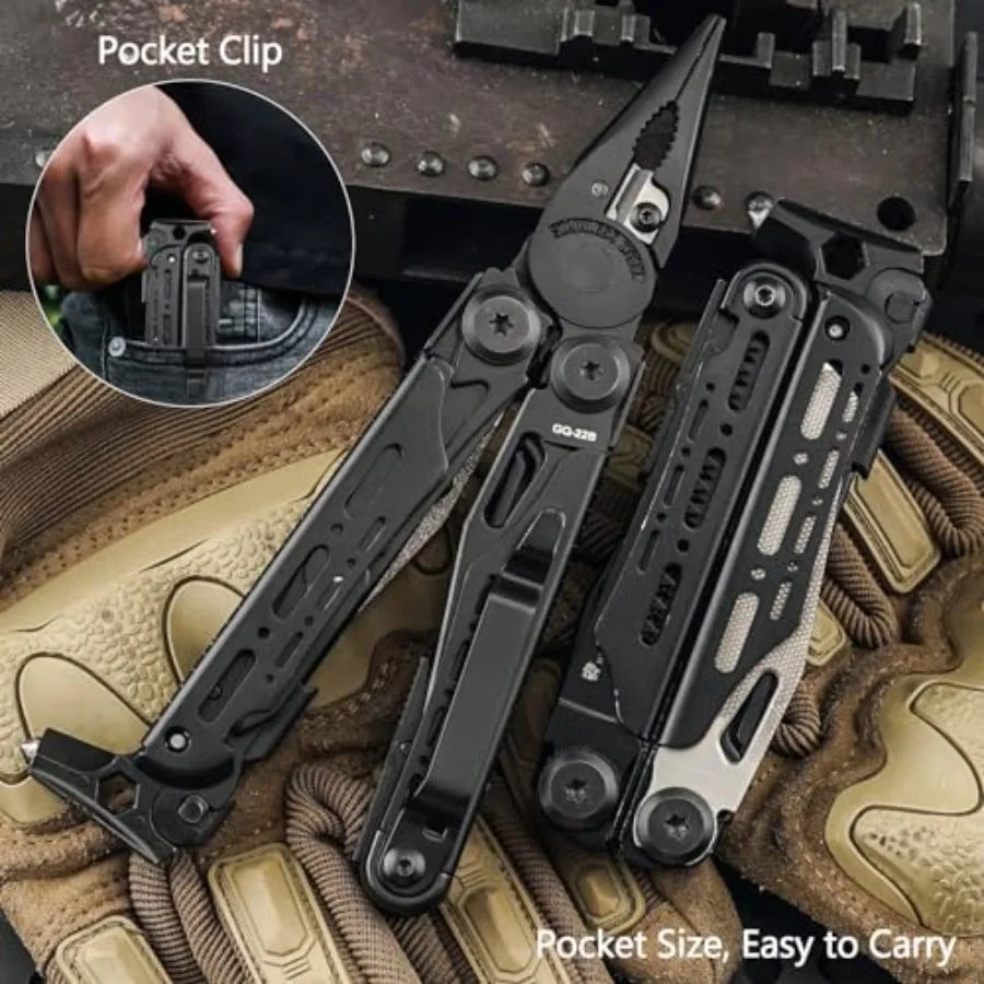 19 In 1 Pocket Multi Tool Stainless Steel Multitools Pliers with Fire Starter and Glass Breaker Folding EDC Camping Survival To