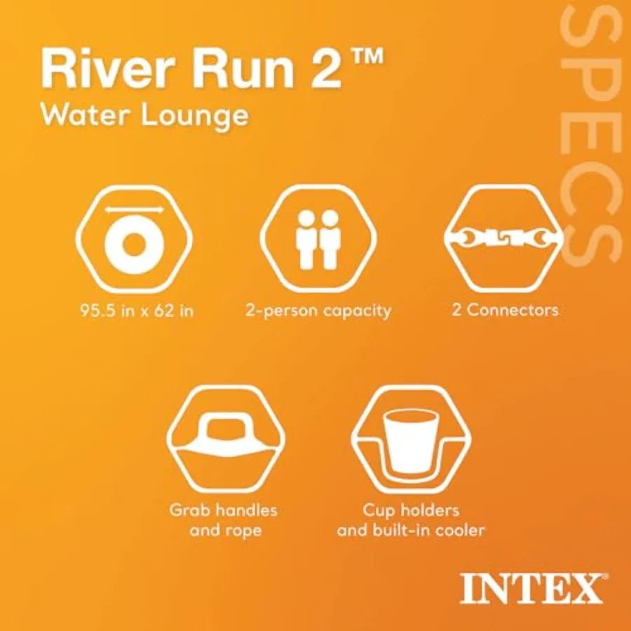 River Run Connect 1 Person Inflatable Water Raft 2 Pack Bundled with River Run II 2 Person Inflatable Floating Lounge with Cool
