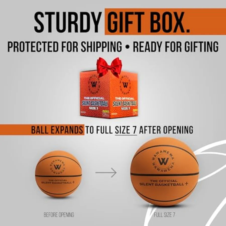 WAWAWEWA The Official Silent Basketball Size 7 29.5" Indoor Basketball for Quiet Dribbling Grooved Airless Indoor Training PU F