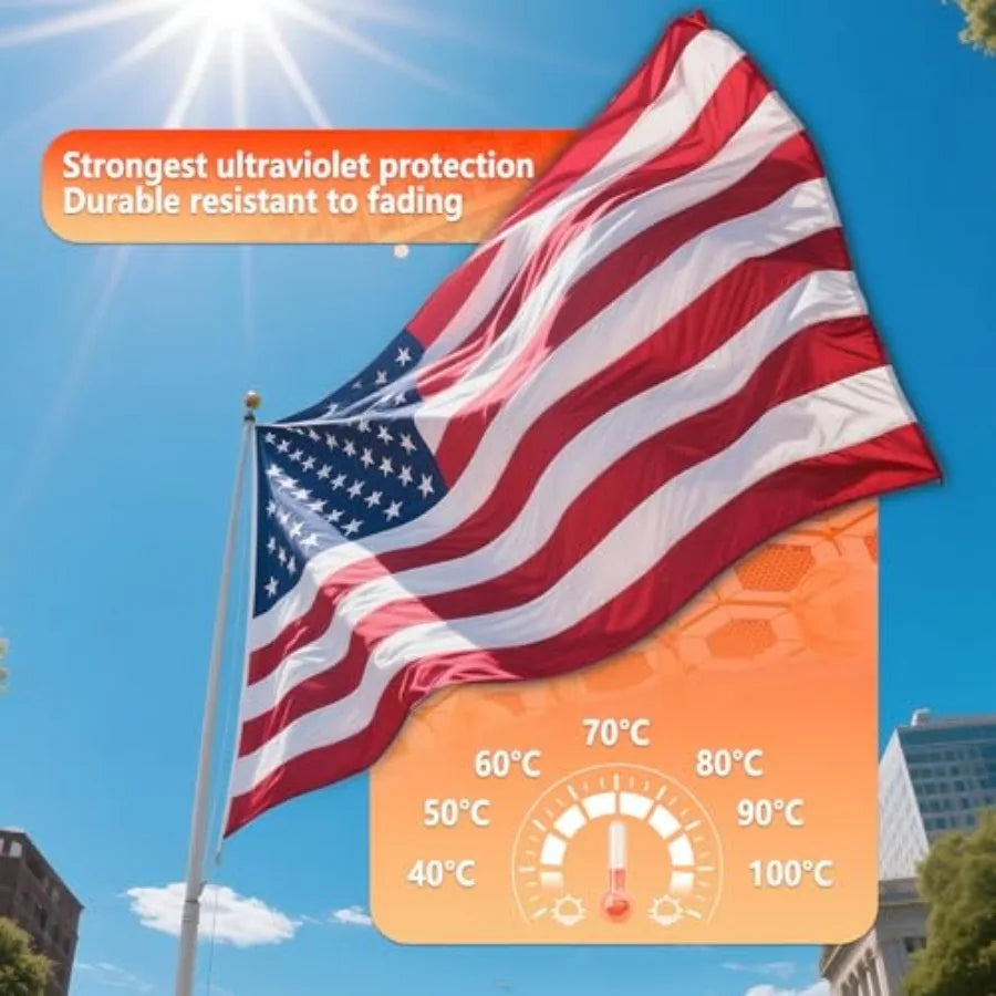 3x5 Feet Heavy Duty American Flag for Outside Deluxe Spun Polyster US Flags, Waterproof UV Resistant USA Flag, Embroide Stars N