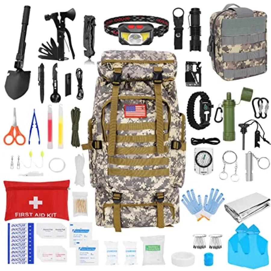 Gear Professional Kit and Large Camping Backpack, First Aid Kit for Adventure Outdoor Hiking Accessories