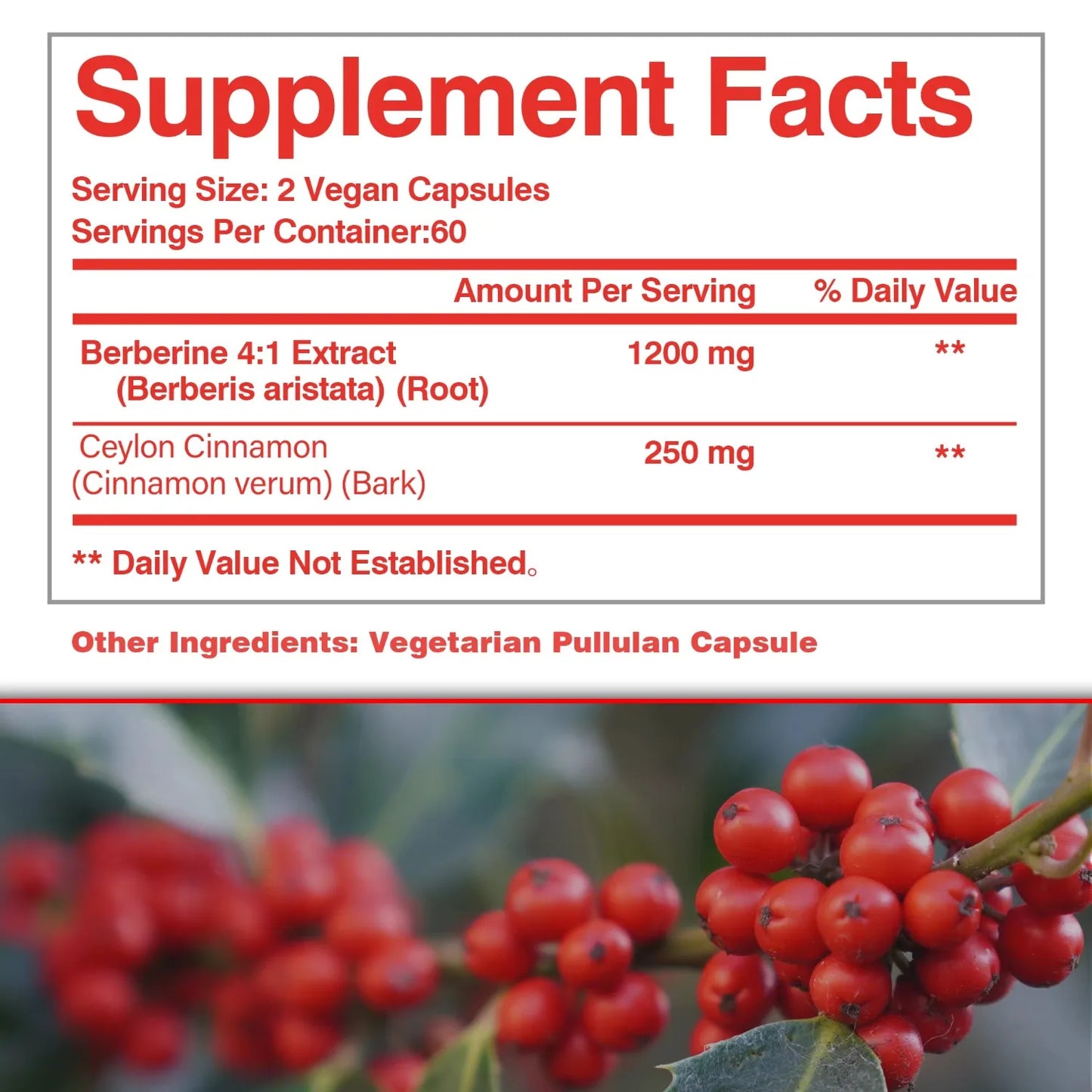 Berberine Capsules - Supports Digestive Comfort and Overall Health, and Enhances Immune Function - 120 Capsules