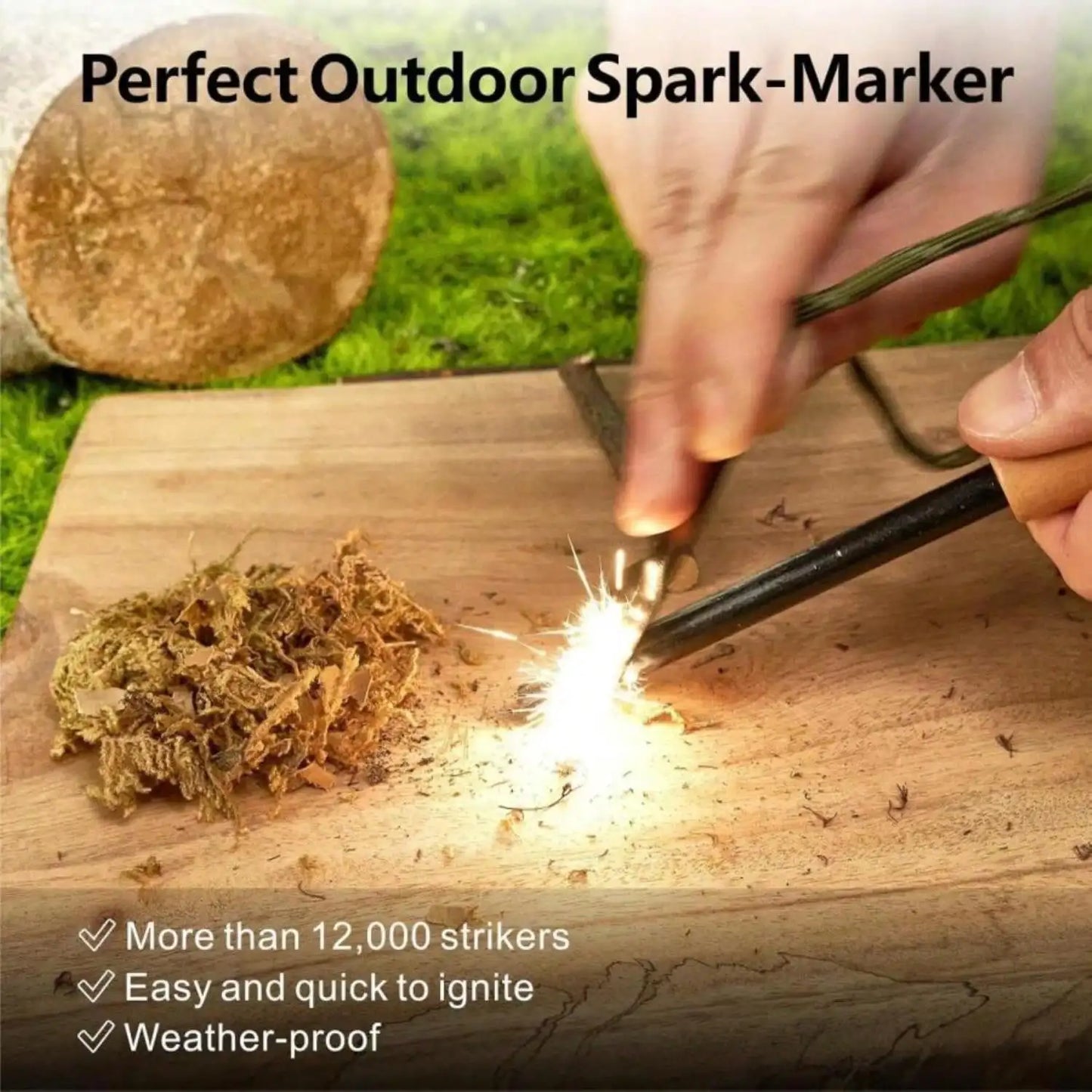 Fire Starter Survival Tool, 5/16" Ferro Rod With Paracord Lanyard, Multi-Tool Striker And Wooden Handle, Flint And Steel Fire Starter Kit For Your Hiking, Backpacking And Camping Essentials