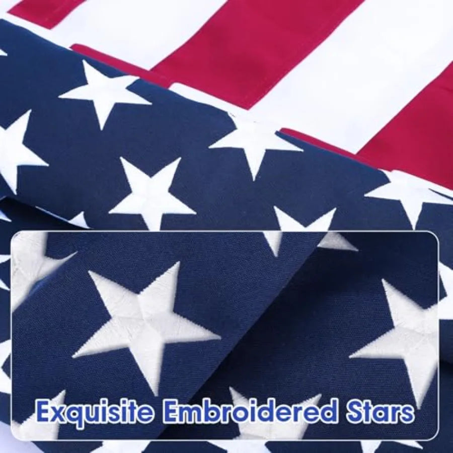 American Flag, Weatherproof Heavy Duty Polyester Canvas Flags Ultra Durable Tear-Resistant, Deluxe Embroidered Stars and Sewn S