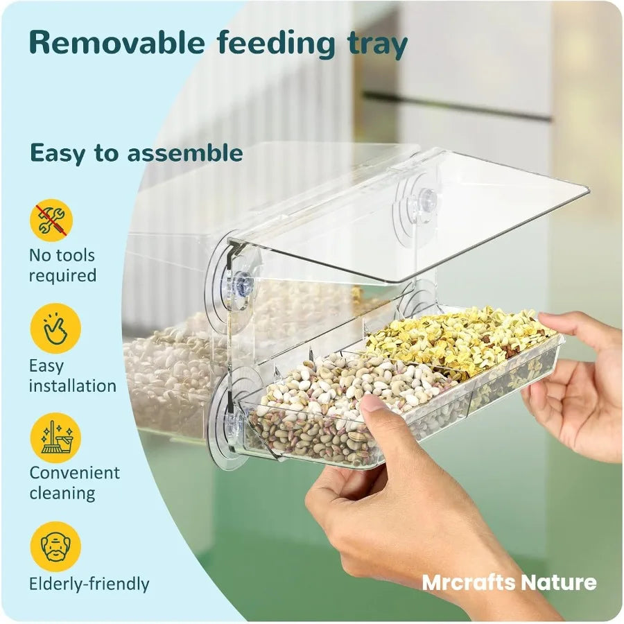 Window Bird Feeder with Strong Suction Cups Clear Window Bird feedersfor Viewing Cardil Bird Feeders for Outside Unique Gift