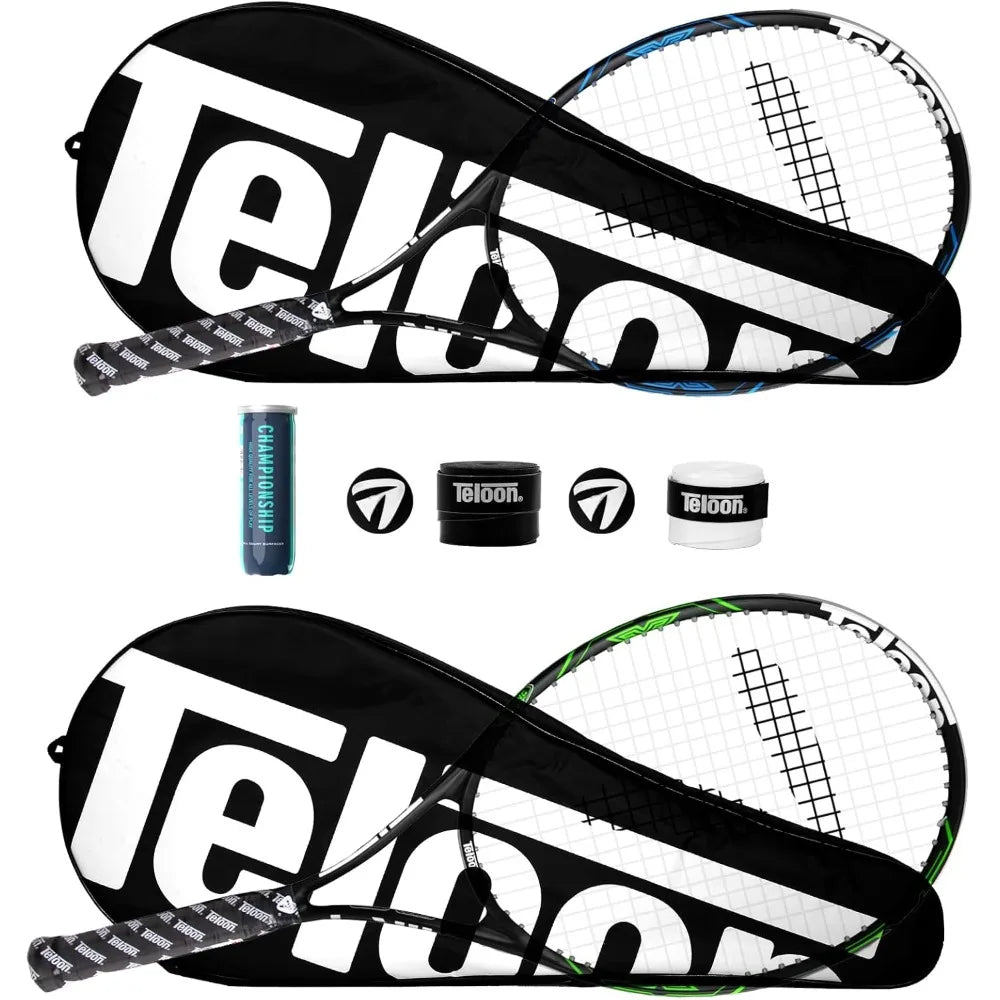 Teloon Tennis Rackets for Adults 2 pcs Recreational -27 inch Tennis Racquet for Men and Women College Students Beginner