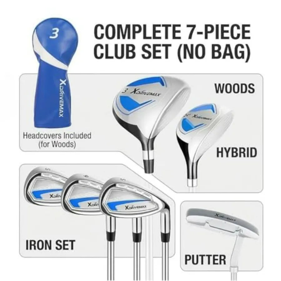 7-Piece Complete Golf Clubs Set for Men and Women /,Advanced Performance Set with Fairway Wood, Hybrid, Irons and Putter, Regul