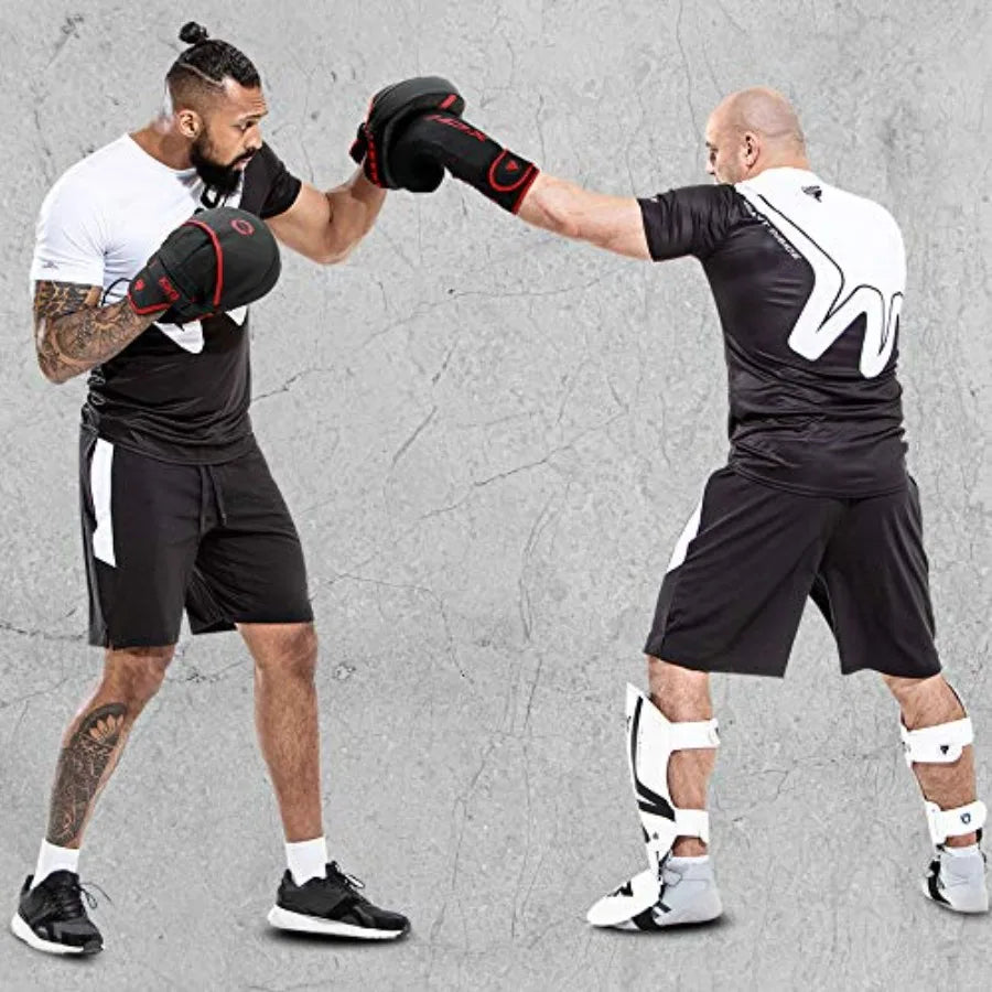 Boxing Pads Curved Focus Mitts, Maya Hide Leather Kara Hook and jab Training Pads, Adjustable Strap Ventilated, MMA Muay Thai K