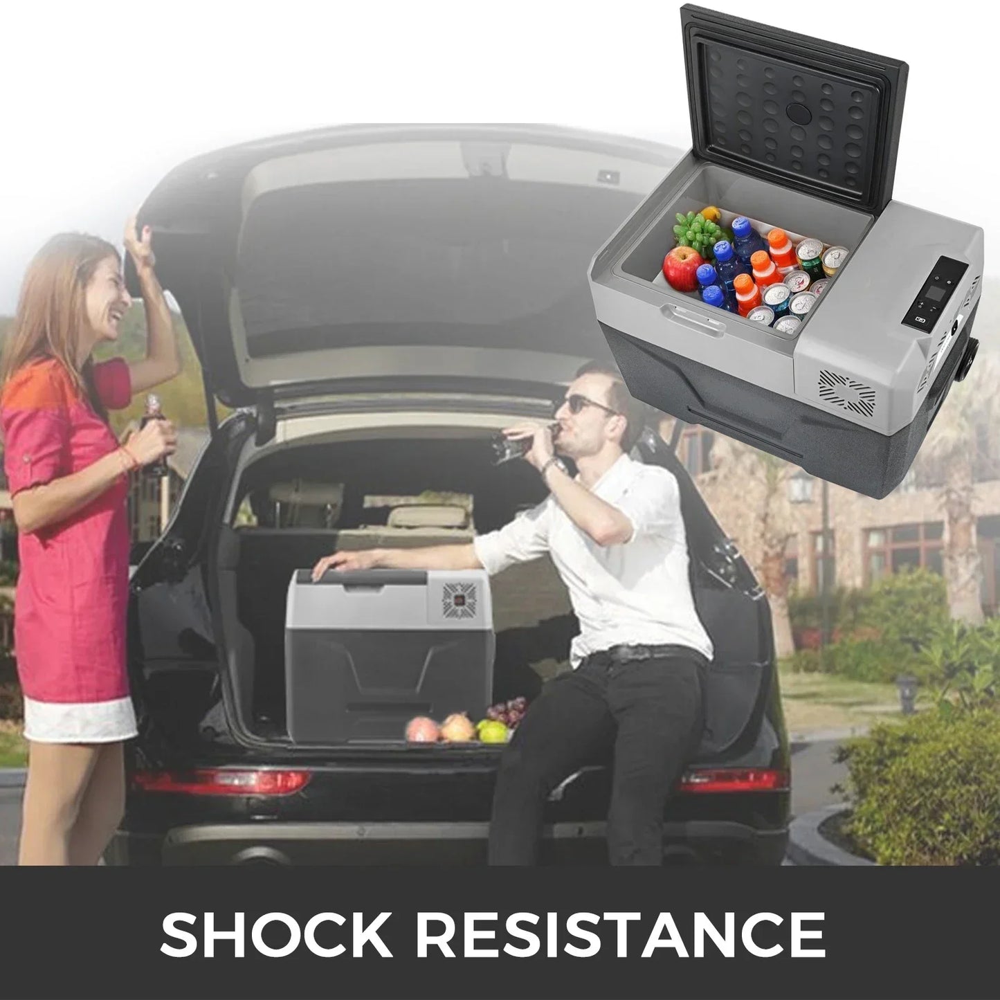 VEVOR 15-55L Car Refrigerator, 12V Car Fridge, -4℉-50℉ Adjustable Range,12/24V DC and 100-240V AC Compressor Cooler for Outdoor