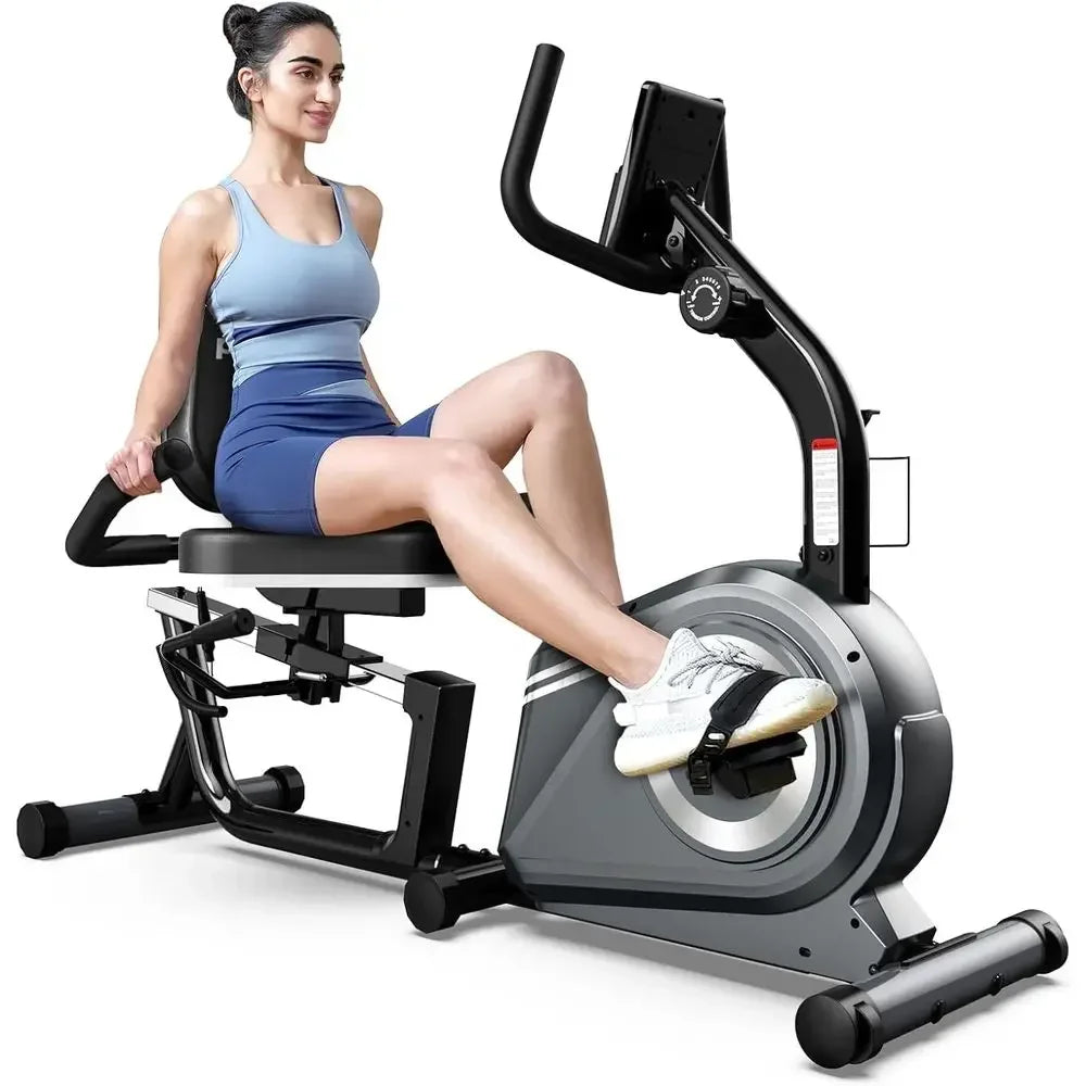 Heavy-Duty Recumbent Bike for Adults & Seniors: 400 lbs Capacity, 16 Gears, Adjustable Seat
