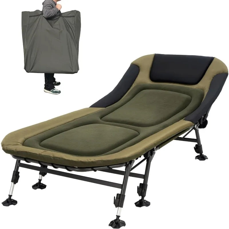 XXL Camping Cots for Adults 330Lbs with Carry Bag, Heavy Duty Folding Bed with Soft Padded Cushion, Portable Sleeping Cot