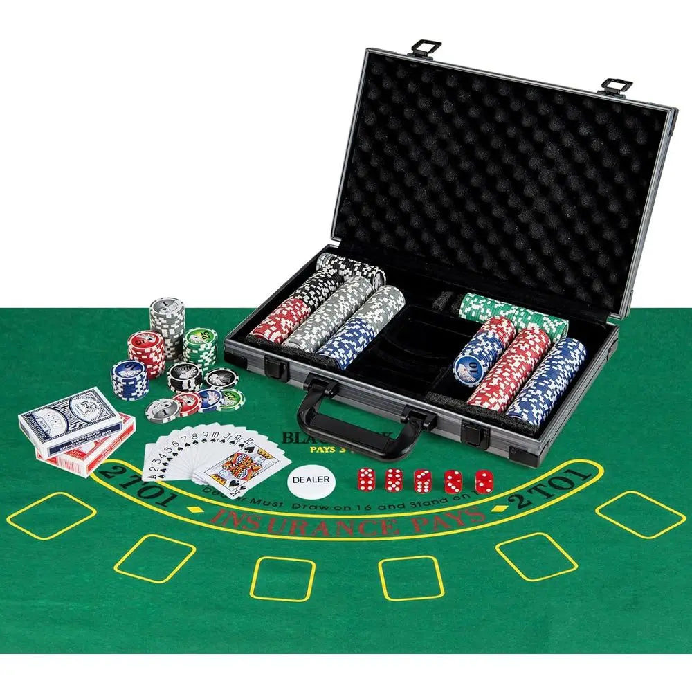 400-Piece Poker Chips Set with 2 Decks, Dealer Button, and Carrying Case for Texas Hold'em, Casino, and Family Game Nights